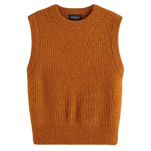 Scotch & Soda V-Neck Sweater in Rich Orange - Picture 1 of 6